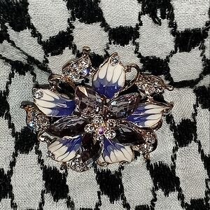 Elegant Purple and Gold Floral Brooch